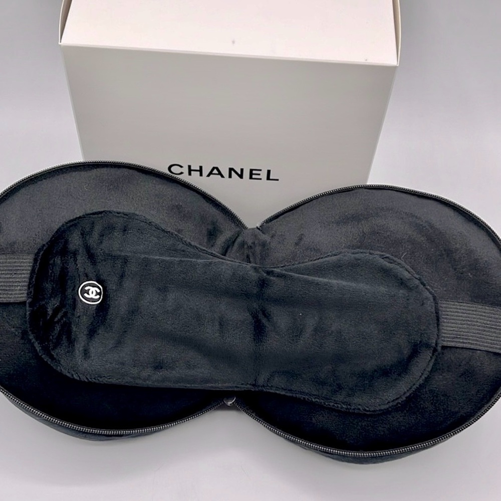 CHANEL Black Velvet Eye Mask with Logo